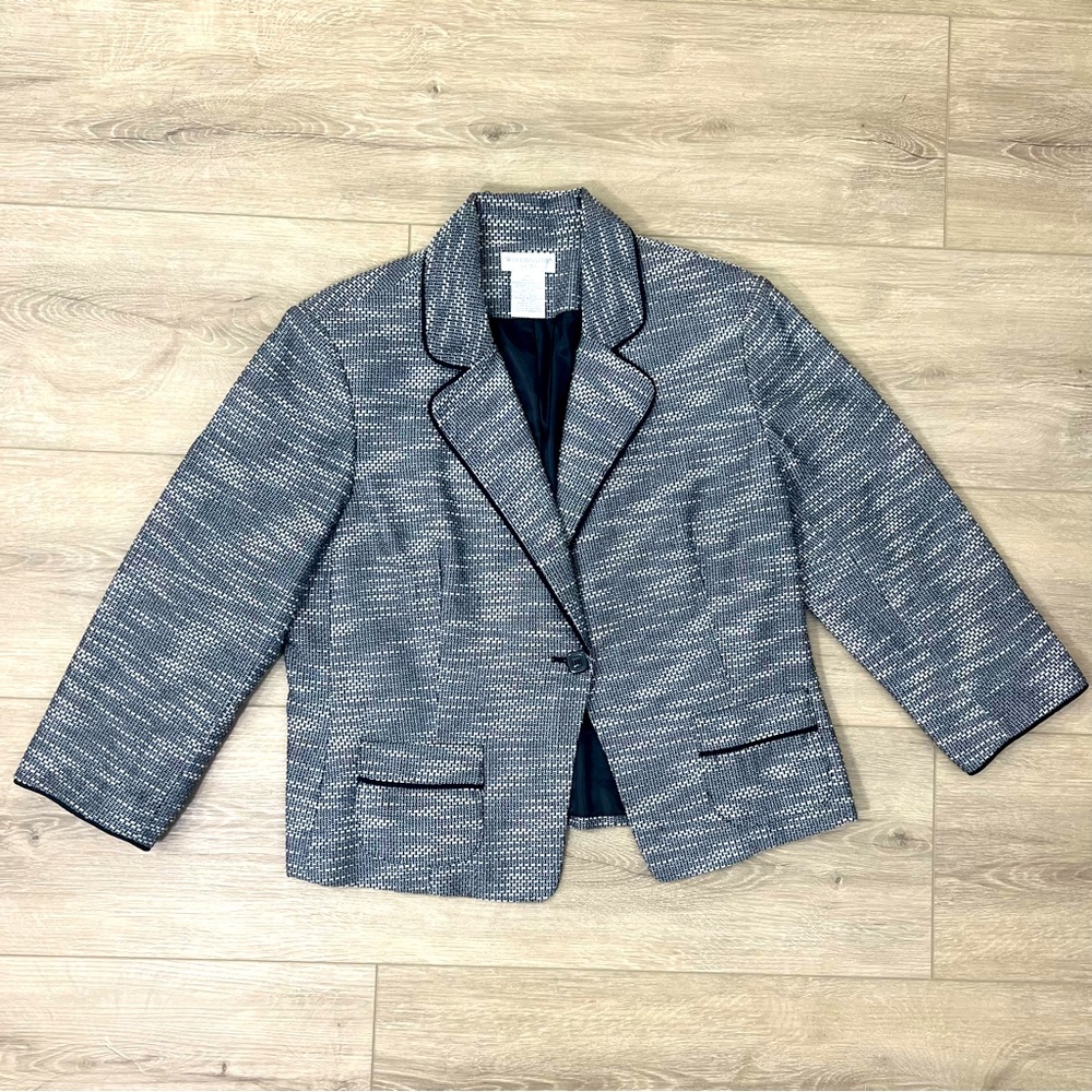 Worthington Blazer Petite Size 14 Silver Gray Pockets Lined